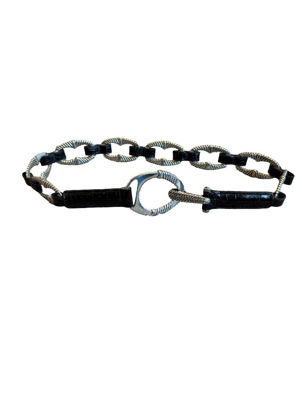 Brighton Black Silver Metal Belt South Western Festival Party Size 32 Women's
